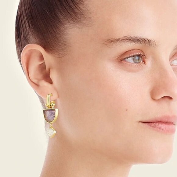 J.CREW GOBLET STONE DROP EARRINGS PURPLE MULTI - Picture 2 of 12